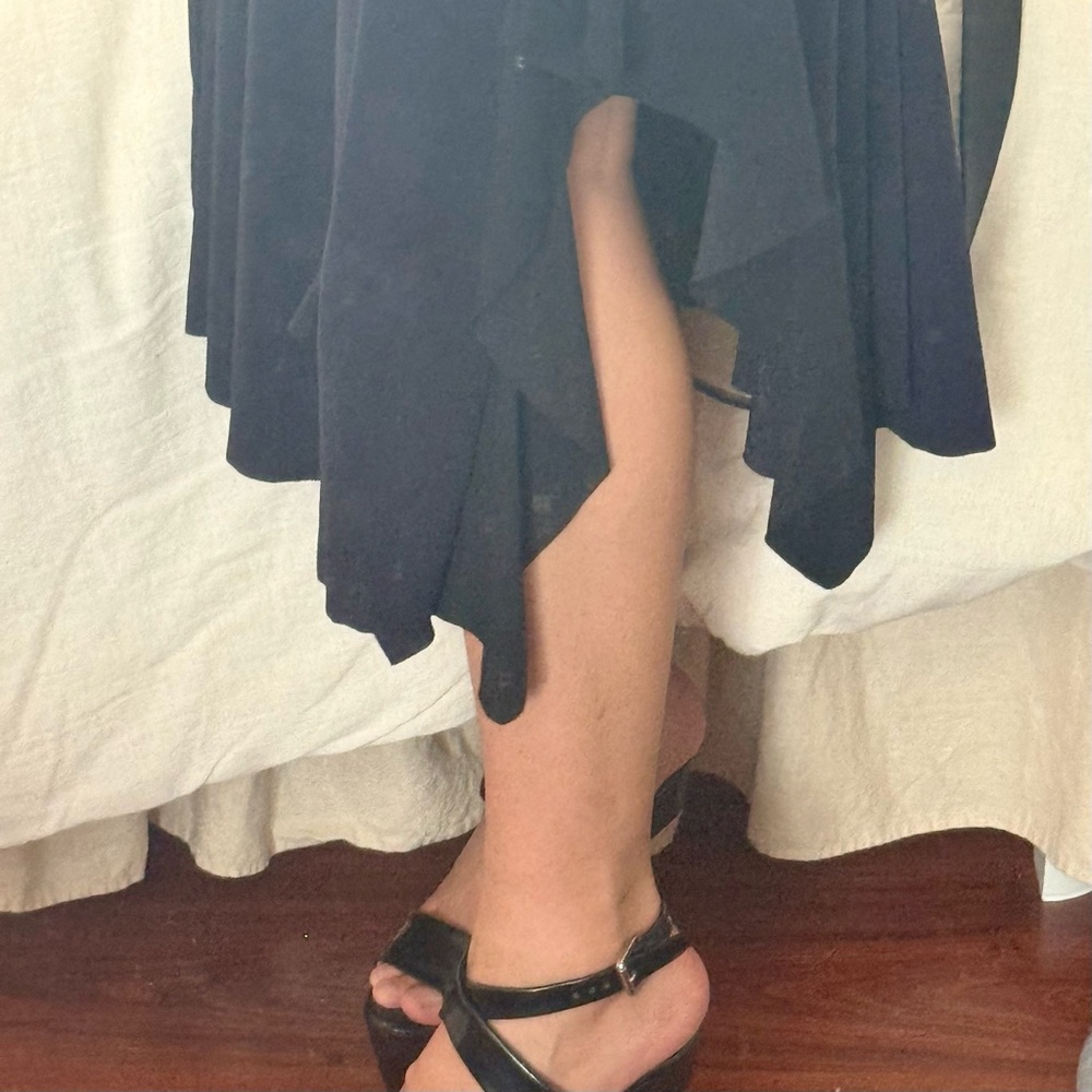Vintage Marithé François Girbaud Sleeveless Asymmetrical Navy Black Dress - Picture 10 of 10